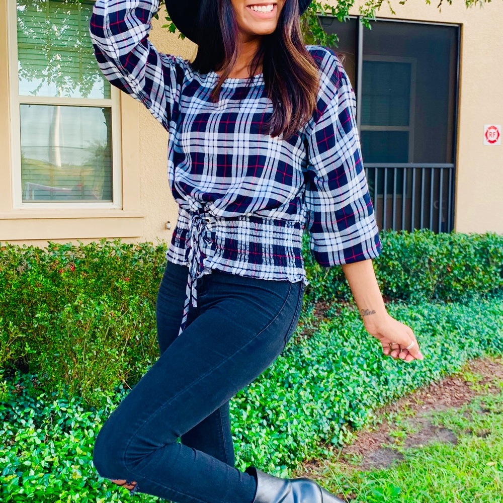 Black White Checkered Top